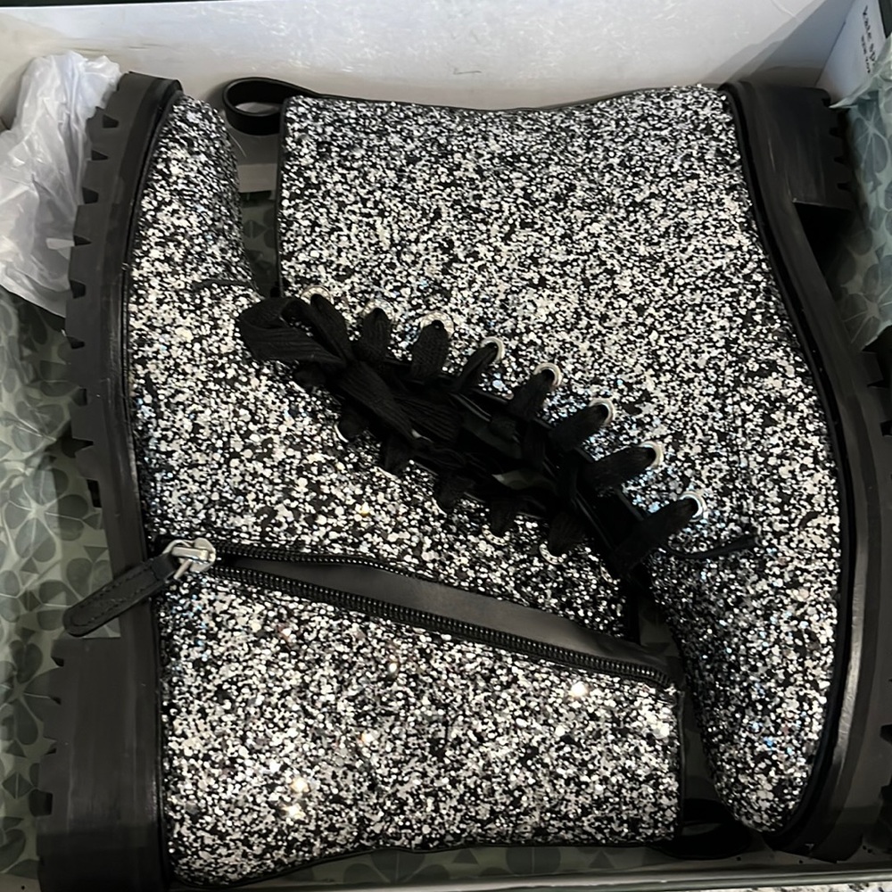Kate spade glitter combat boots new size 7.5